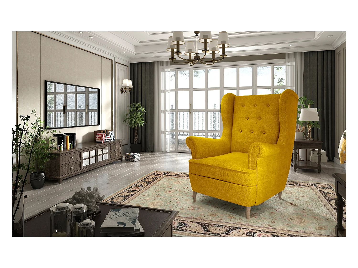 Chestrio Fauteuil /Tissu-Jaune