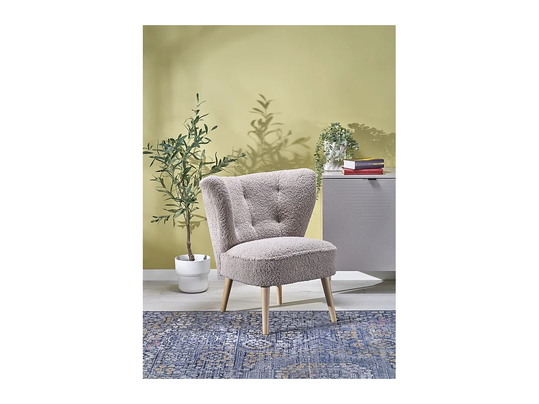 Fauteuil Mocca/Tissu-Bouclé/Marron clair