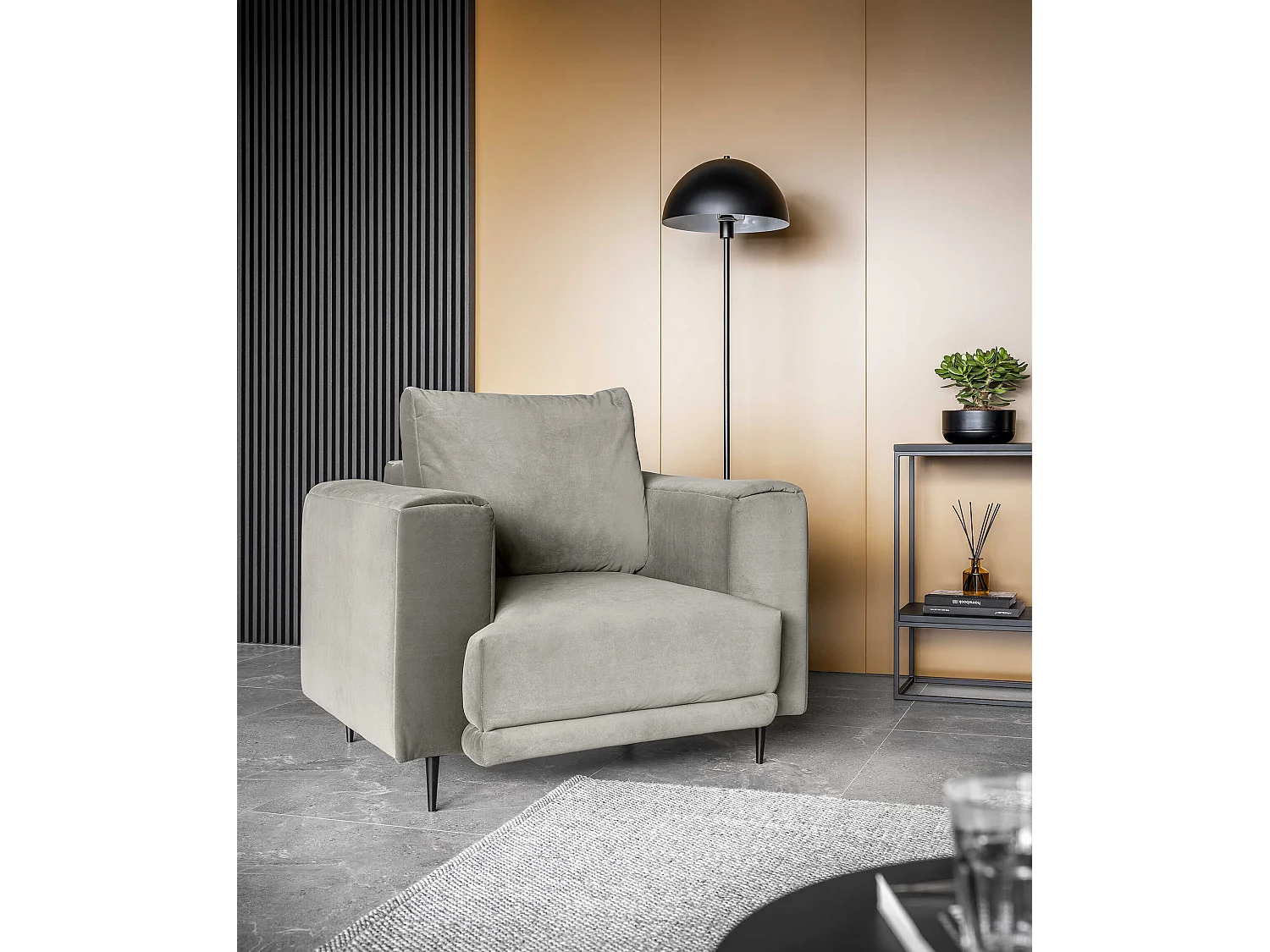 Fauteuil Sunny/revêtement en tissu/gris