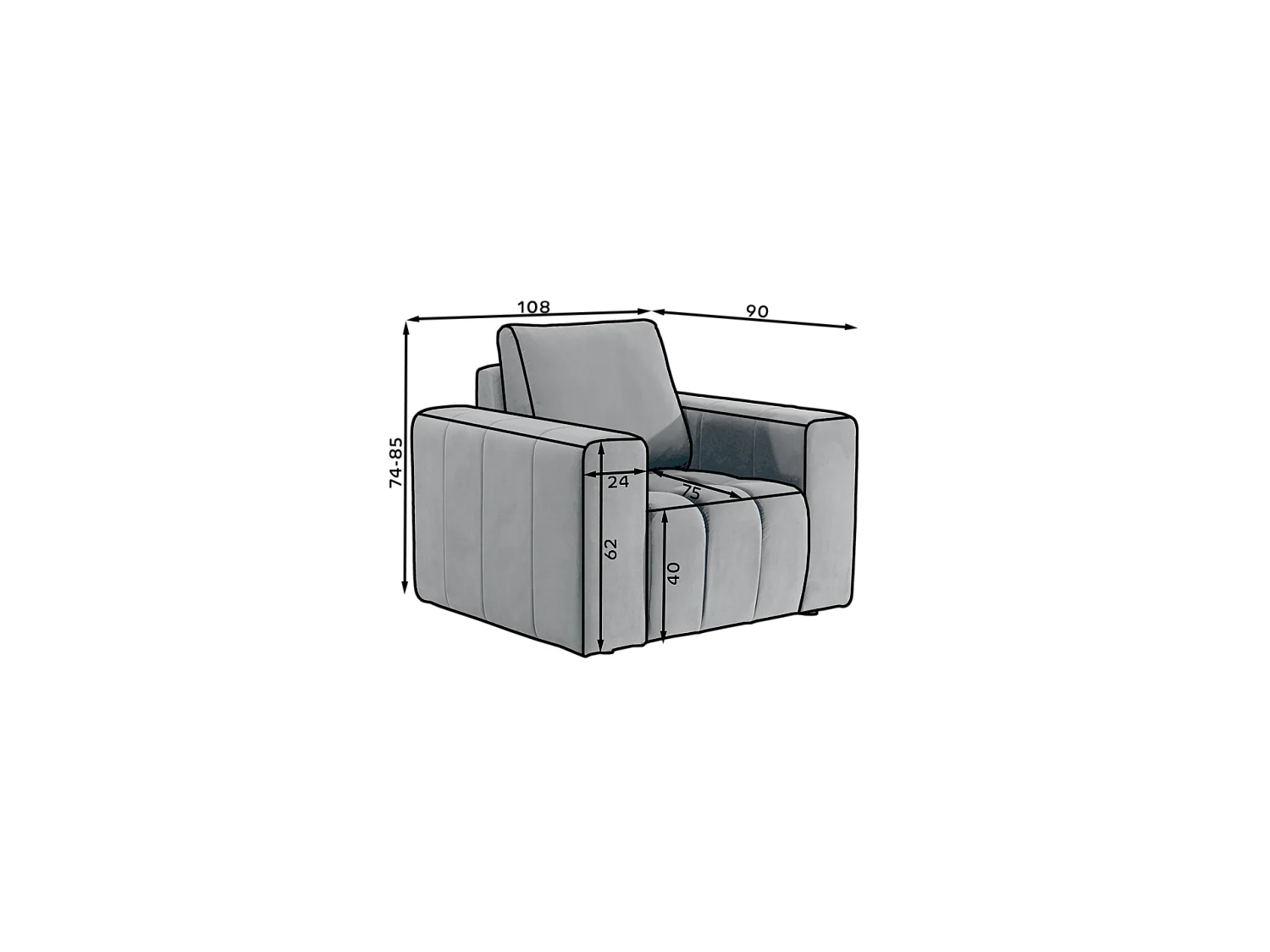 Commforti Fauteuil/Tissu/Gris