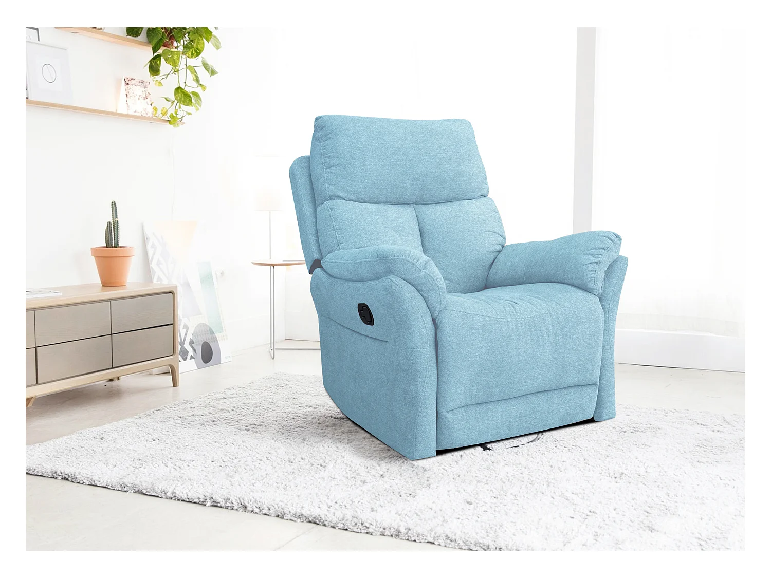 Fauteuil relax Lux/Fonction relax/Revêtement tissu/Bleu
