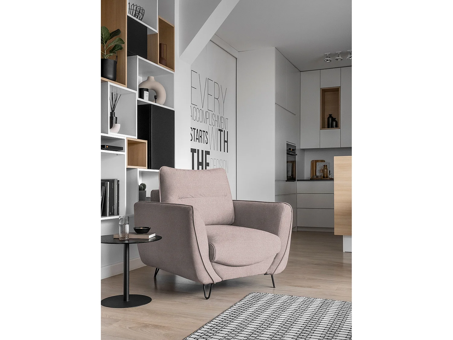 Fauteuil Malia/Tissu/Rose