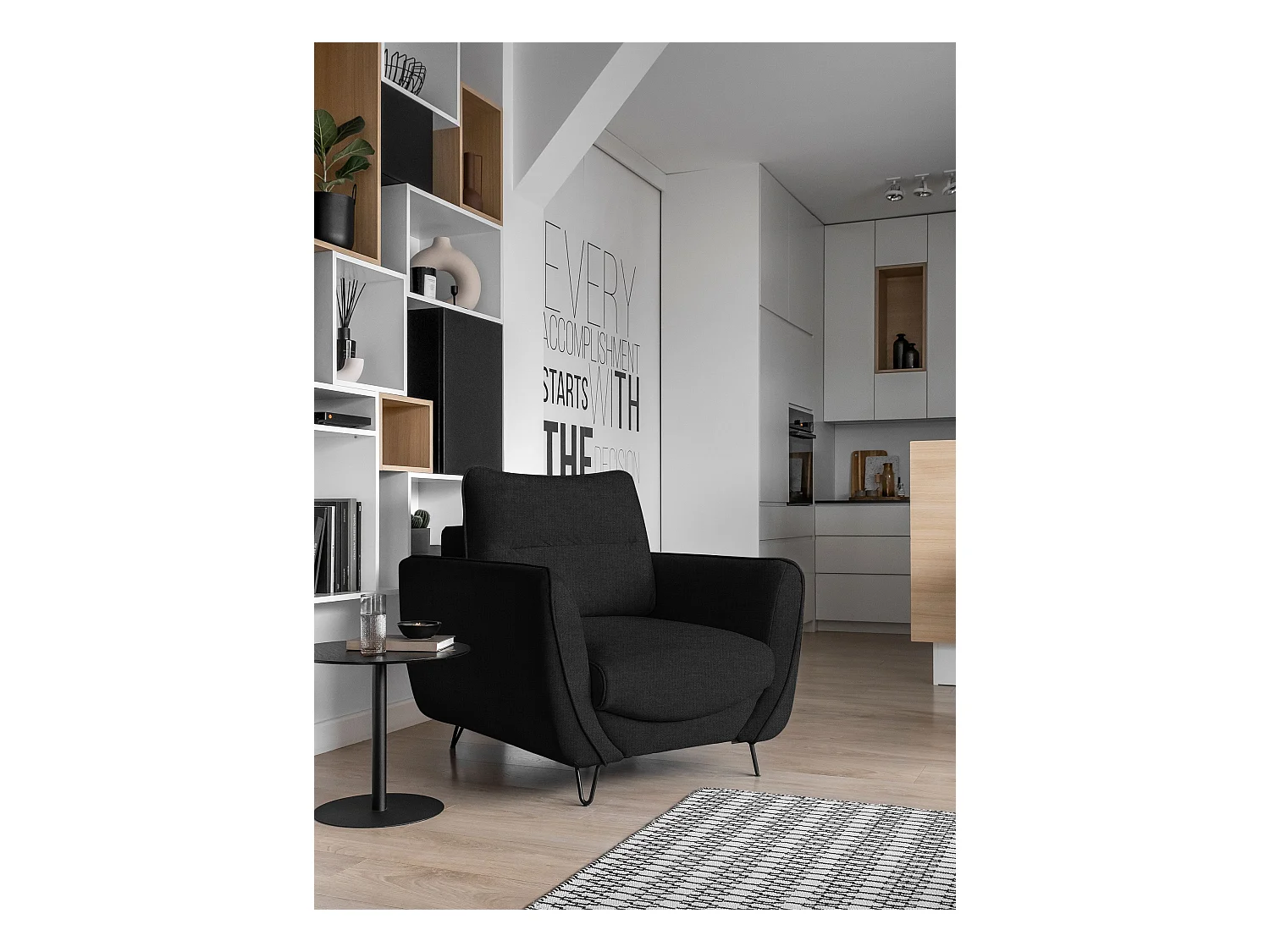 Fauteuil Malia/Tissu/Noir