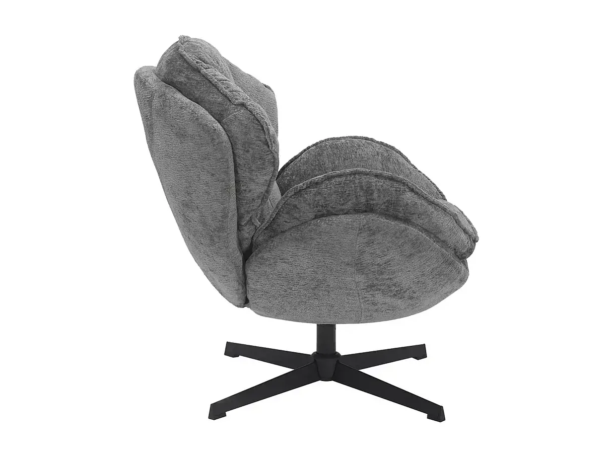 Poltrona Bettys/rivestimento in tessuto/funzione girevole 360o/Grigio