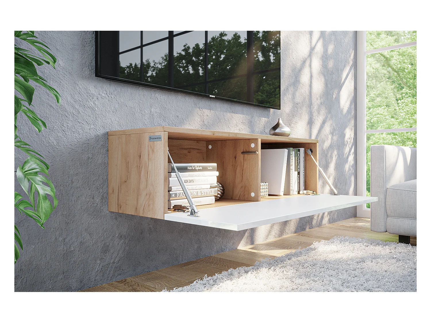 Meuble TV 105 cm 140 cm Banc Télé  Suspendu Banc Télévision Moderne Flottante pour Salon