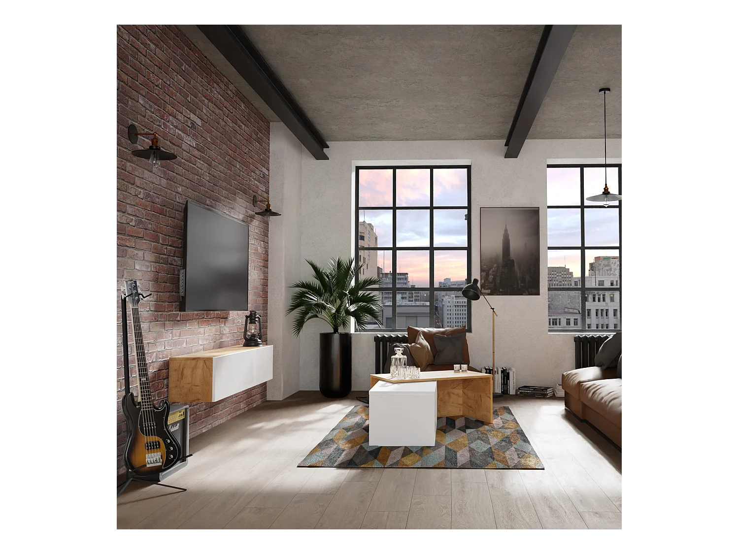 Meuble TV 105 cm 140 cm Banc Télé  Suspendu Banc Télévision Moderne Flottante pour Salon