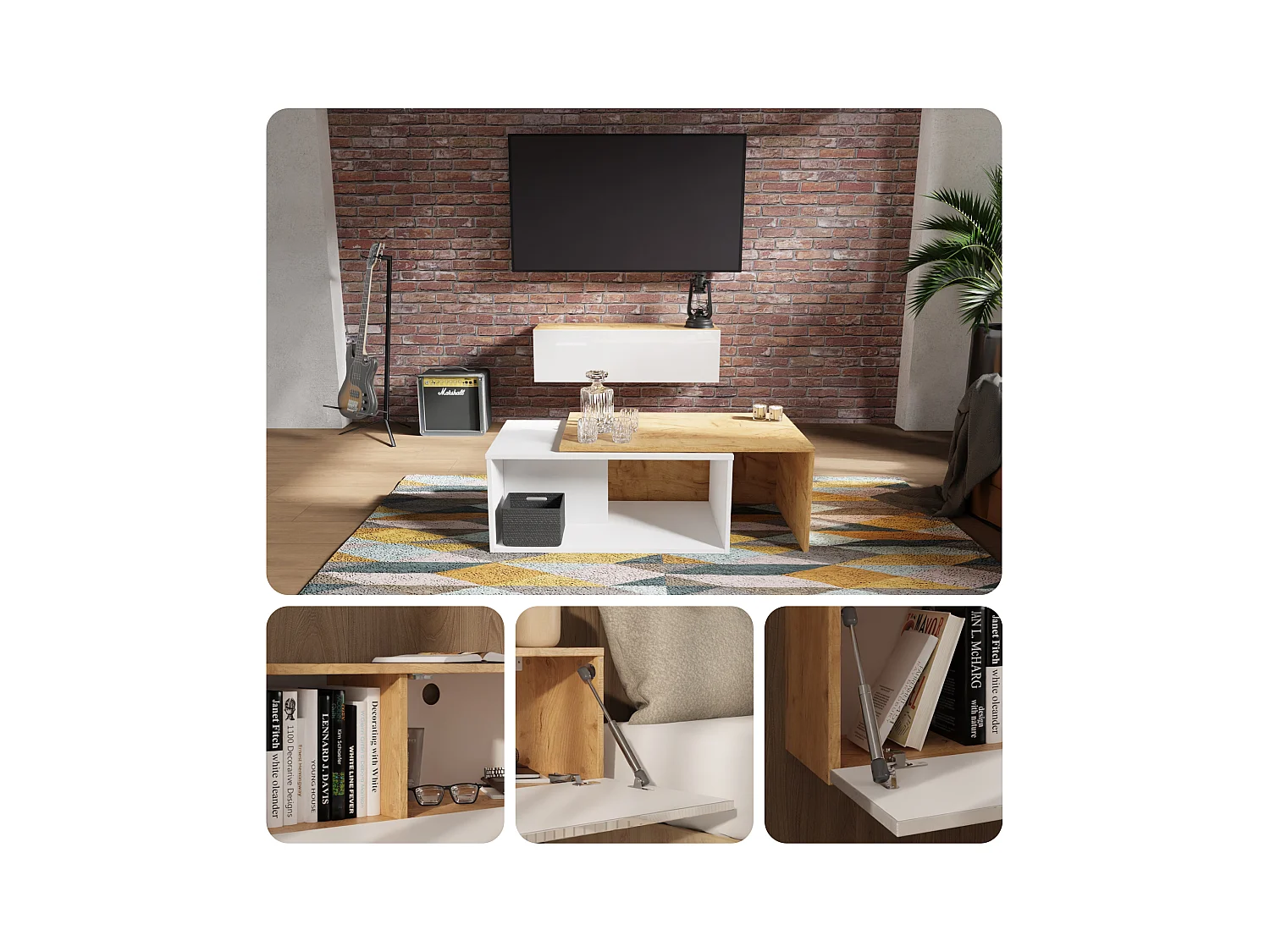 Meuble TV 105 cm 140 cm Banc Télé  Suspendu Banc Télévision Moderne Flottante pour Salon