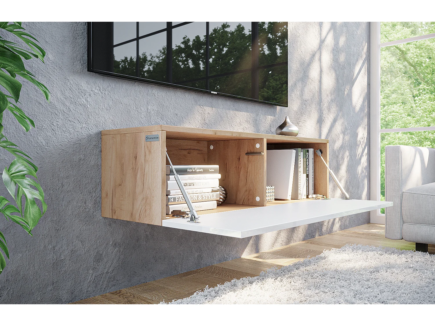 Meuble TV 105 cm 140 cm Banc Télé  Suspendu Banc Télévision Moderne Flottante pour Salon