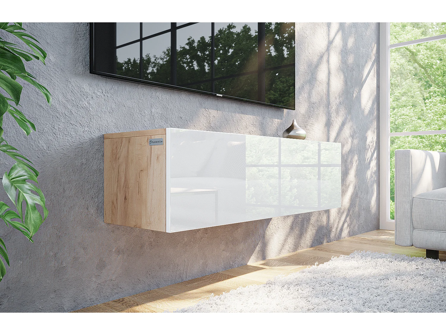 Meuble TV 105 cm 140 cm Banc Télé  Suspendu Banc Télévision Moderne Flottante pour Salon