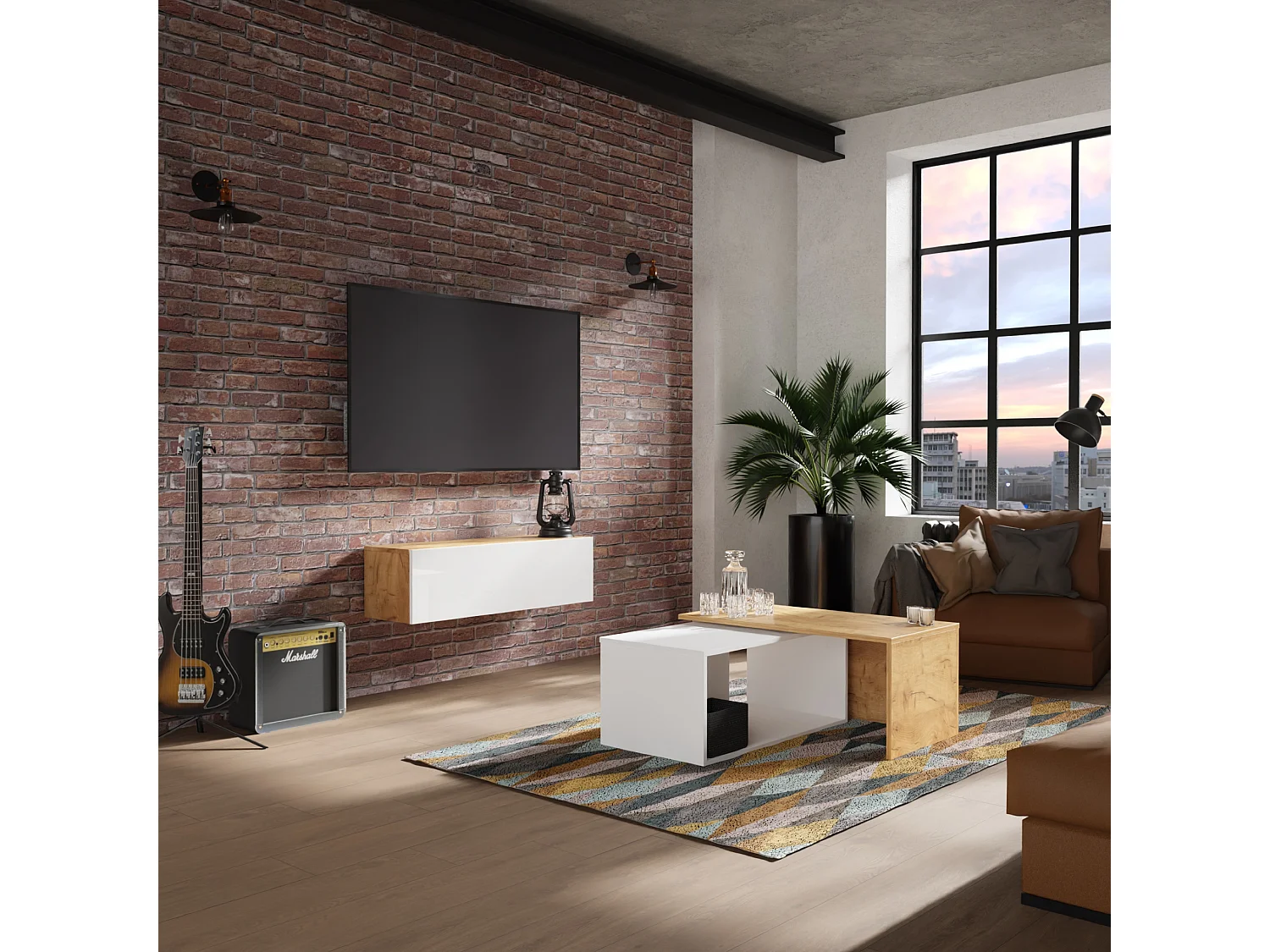 Meuble TV 105 cm 140 cm Banc Télé  Suspendu Banc Télévision Moderne Flottante pour Salon