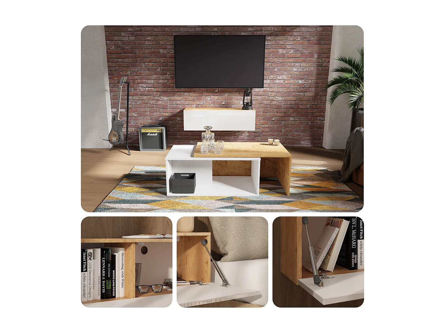 Meuble TV 105 cm 140 cm Banc Télé  Suspendu Banc Télévision Moderne Flottante pour Salon