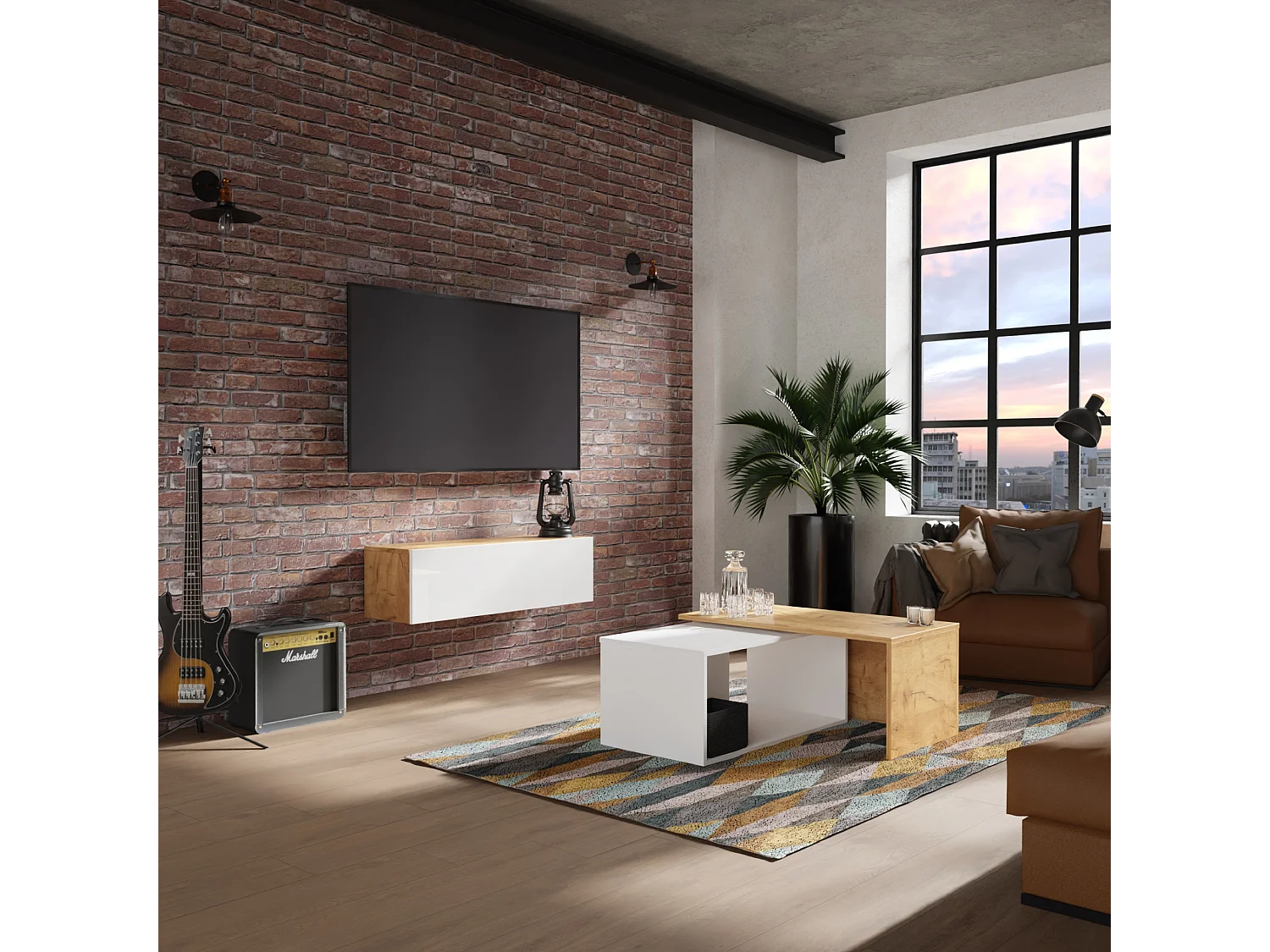 Meuble TV 105 cm 140 cm Banc Télé  Suspendu Banc Télévision Moderne Flottante pour Salon