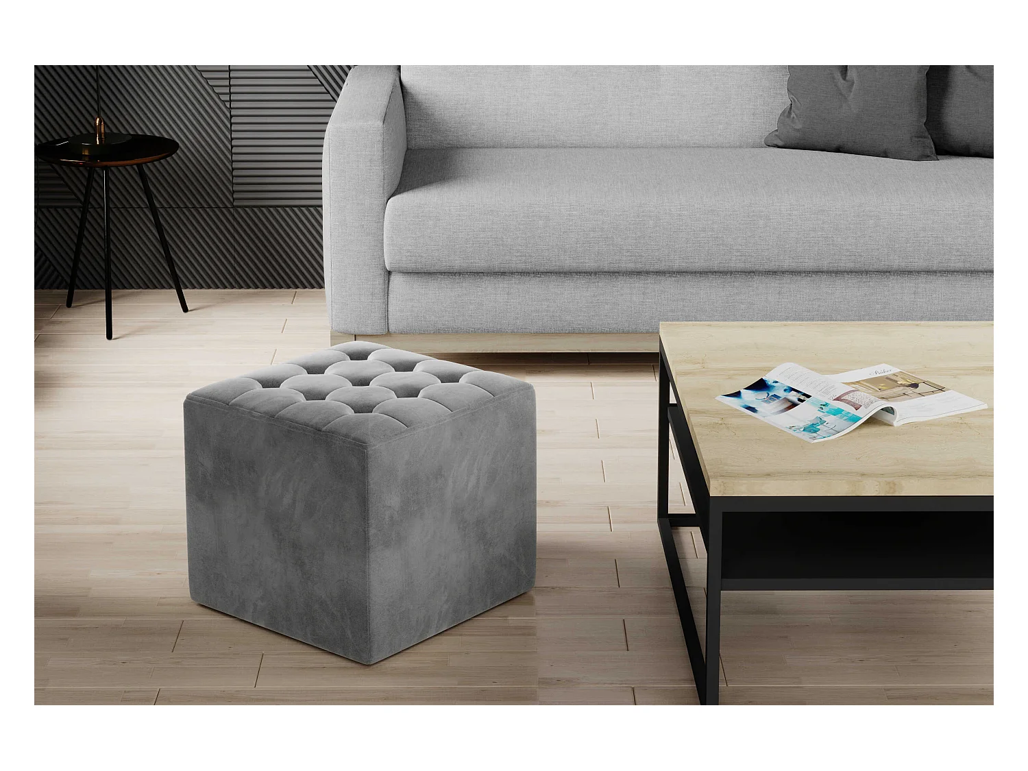 Sgabello Rosita/Rivestimento in tessuto/Grigio