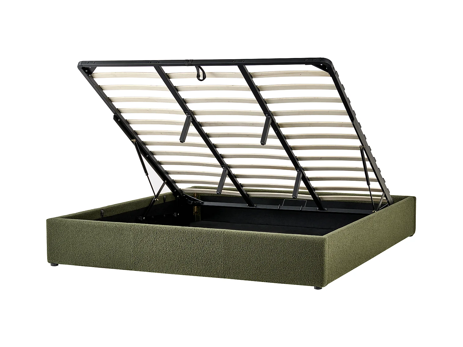 Lit ottoman sans tête de lit Bouclé DINAN 180 x 200 cm Vert foncé