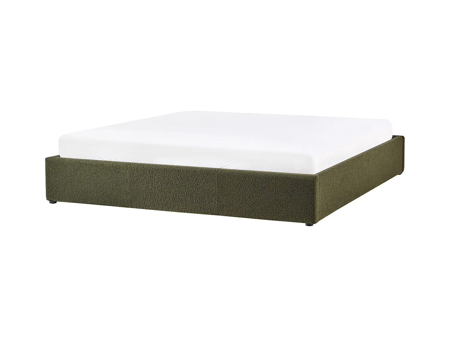 Lit ottoman sans tête de lit Bouclé DINAN 180 x 200 cm Vert foncé