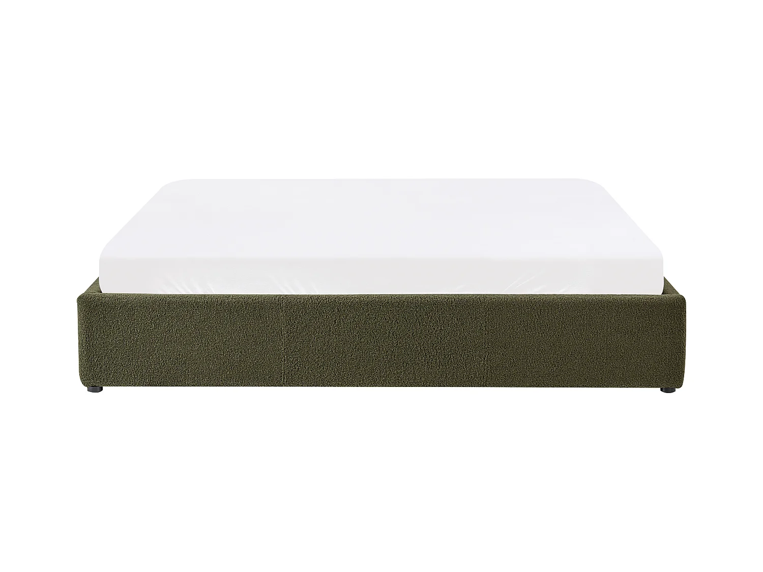 Lit ottoman sans tête de lit Bouclé DINAN 180 x 200 cm Vert foncé