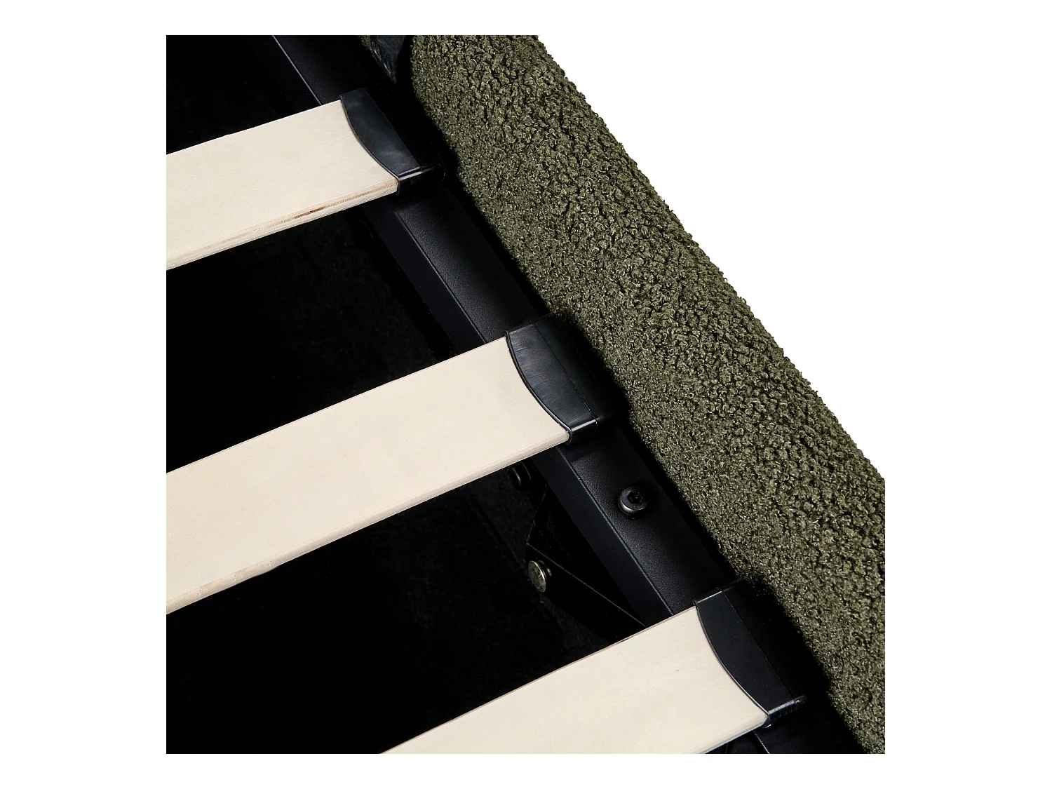 Lit ottoman sans tête de lit Bouclé DINAN 180 x 200 cm Vert foncé