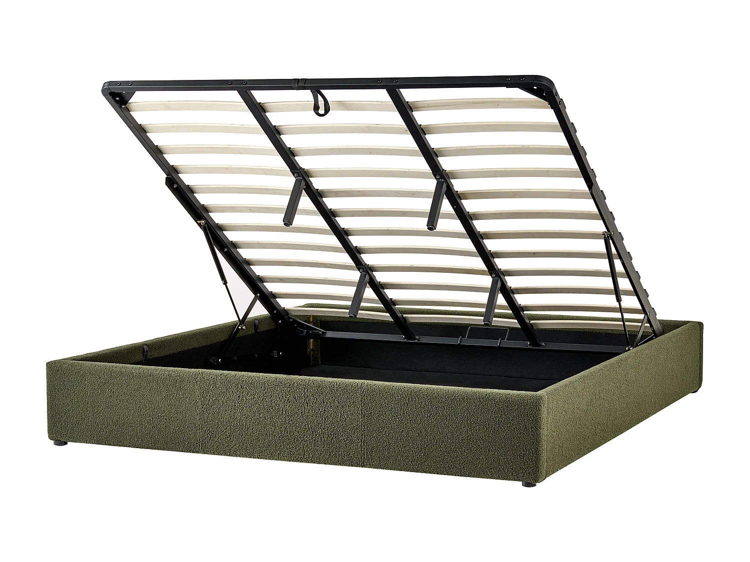 Lit ottoman sans tête de lit Bouclé DINAN 180 x 200 cm Vert foncé