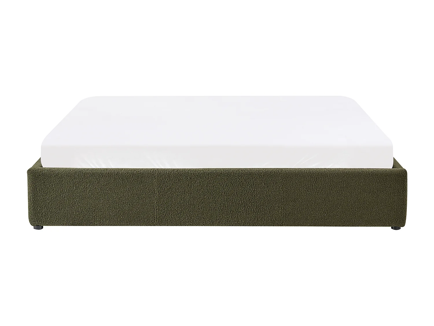 Lit ottoman sans tête de lit Bouclé DINAN 180 x 200 cm Vert foncé