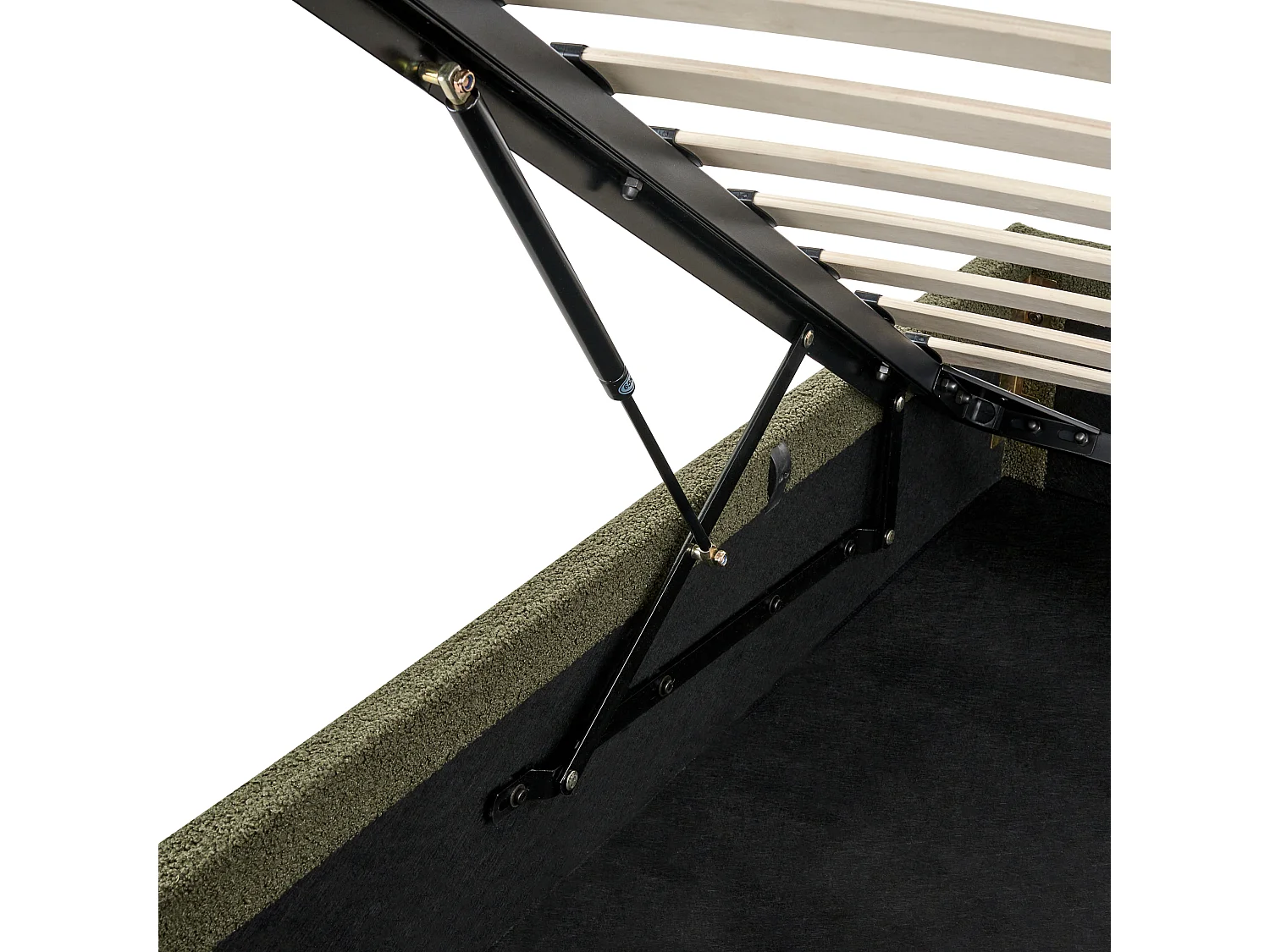 Lit ottoman sans tête de lit Bouclé DINAN 180 x 200 cm Vert foncé