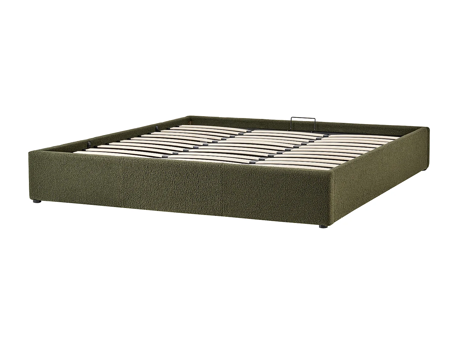 Lit ottoman sans tête de lit Bouclé DINAN 180 x 200 cm Vert foncé