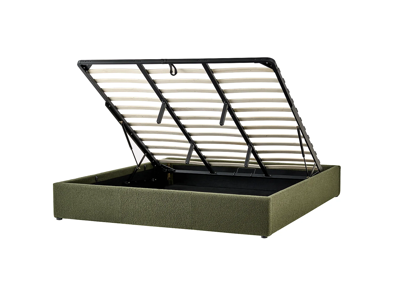Ottoman Bed without Headboard DINAN Boucle Dark Green 180 x 200 cm (EU Super King)
