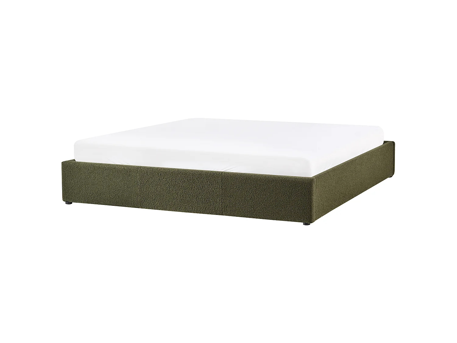 Ottoman Bed without Headboard DINAN Boucle Dark Green 180 x 200 cm (EU Super King)