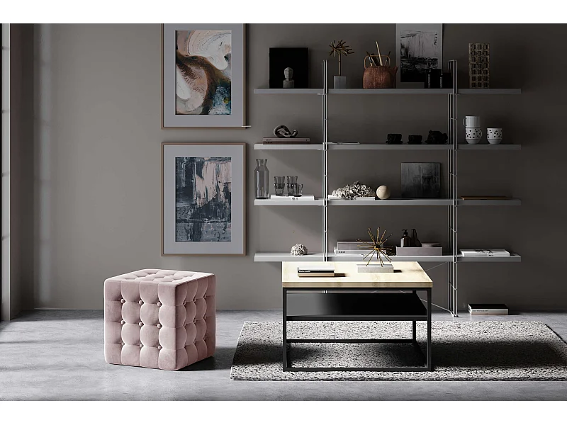 Tabouret Struma/revêtement en tissu/rose