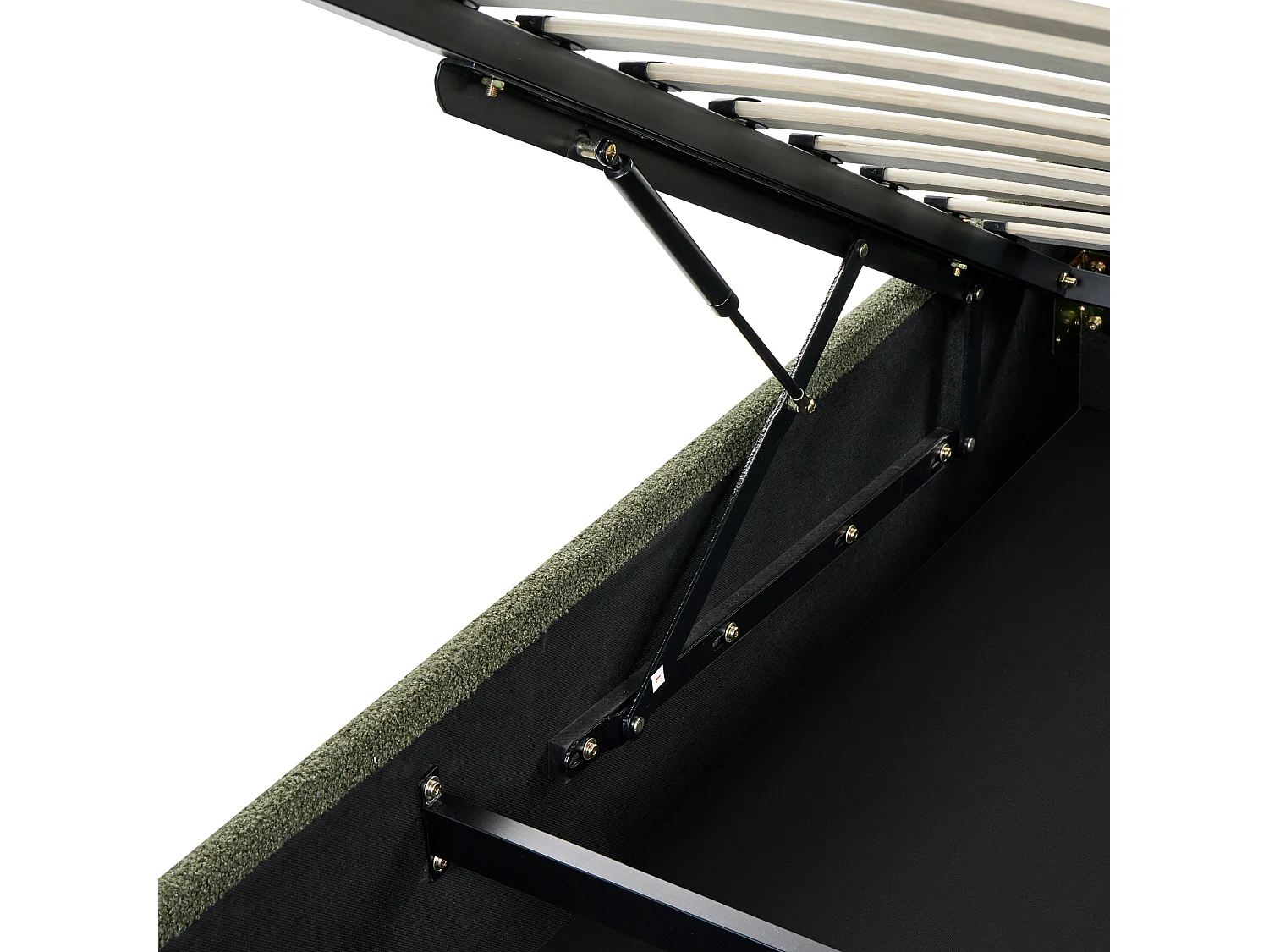 Lit ottoman sans tête de lit Bouclé DINAN 160 x 200 cm Vert foncé