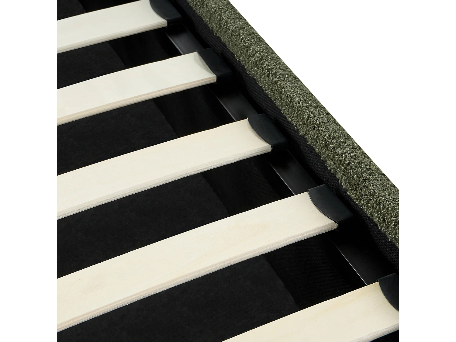 Lit ottoman sans tête de lit Bouclé DINAN 160 x 200 cm Vert foncé