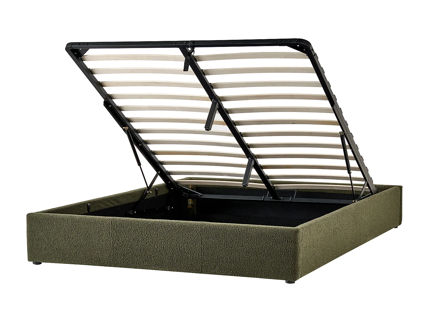 Lit ottoman sans tête de lit Bouclé DINAN 160 x 200 cm Vert foncé