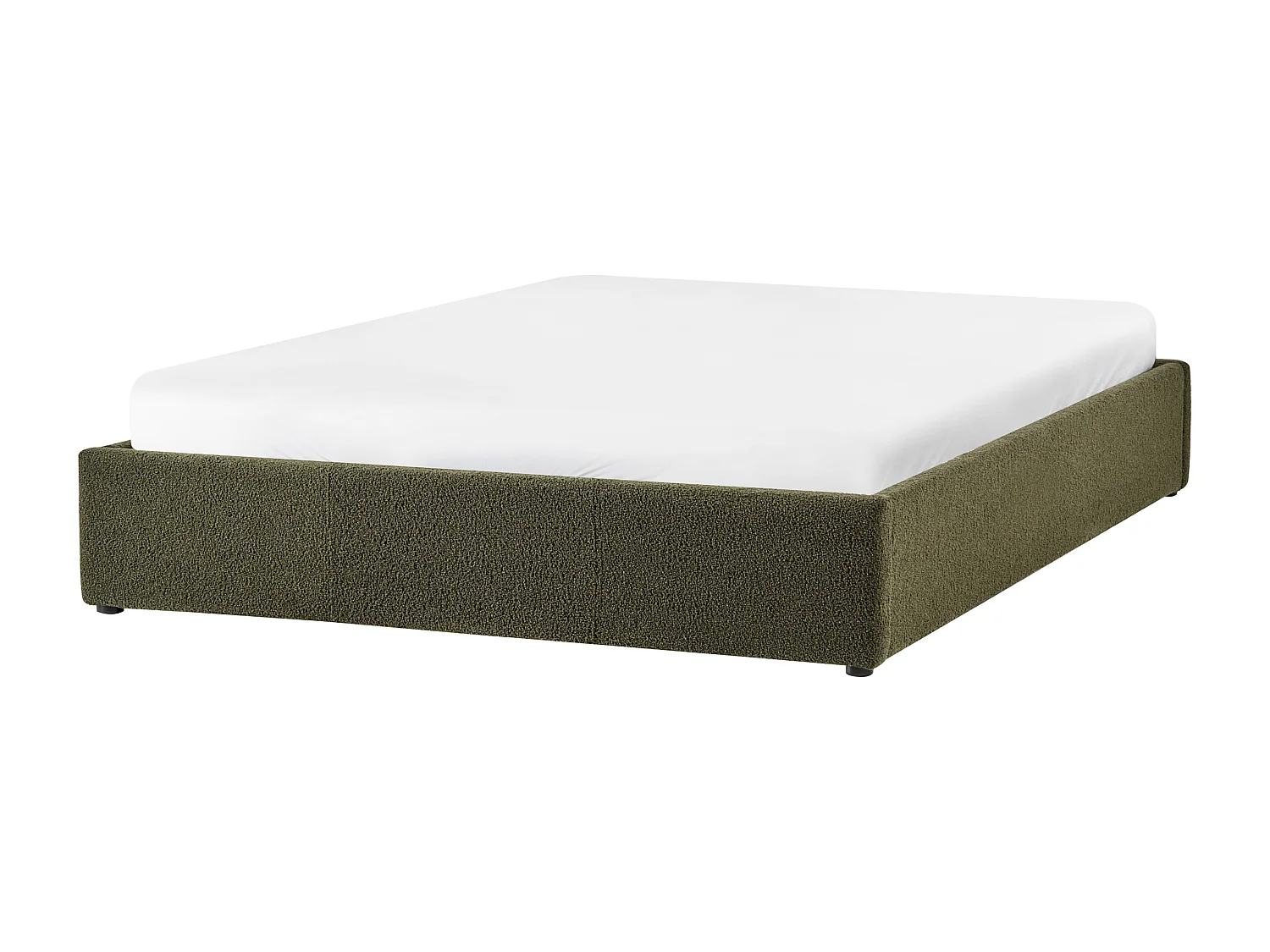 Lit ottoman sans tête de lit Bouclé DINAN 160 x 200 cm Vert foncé