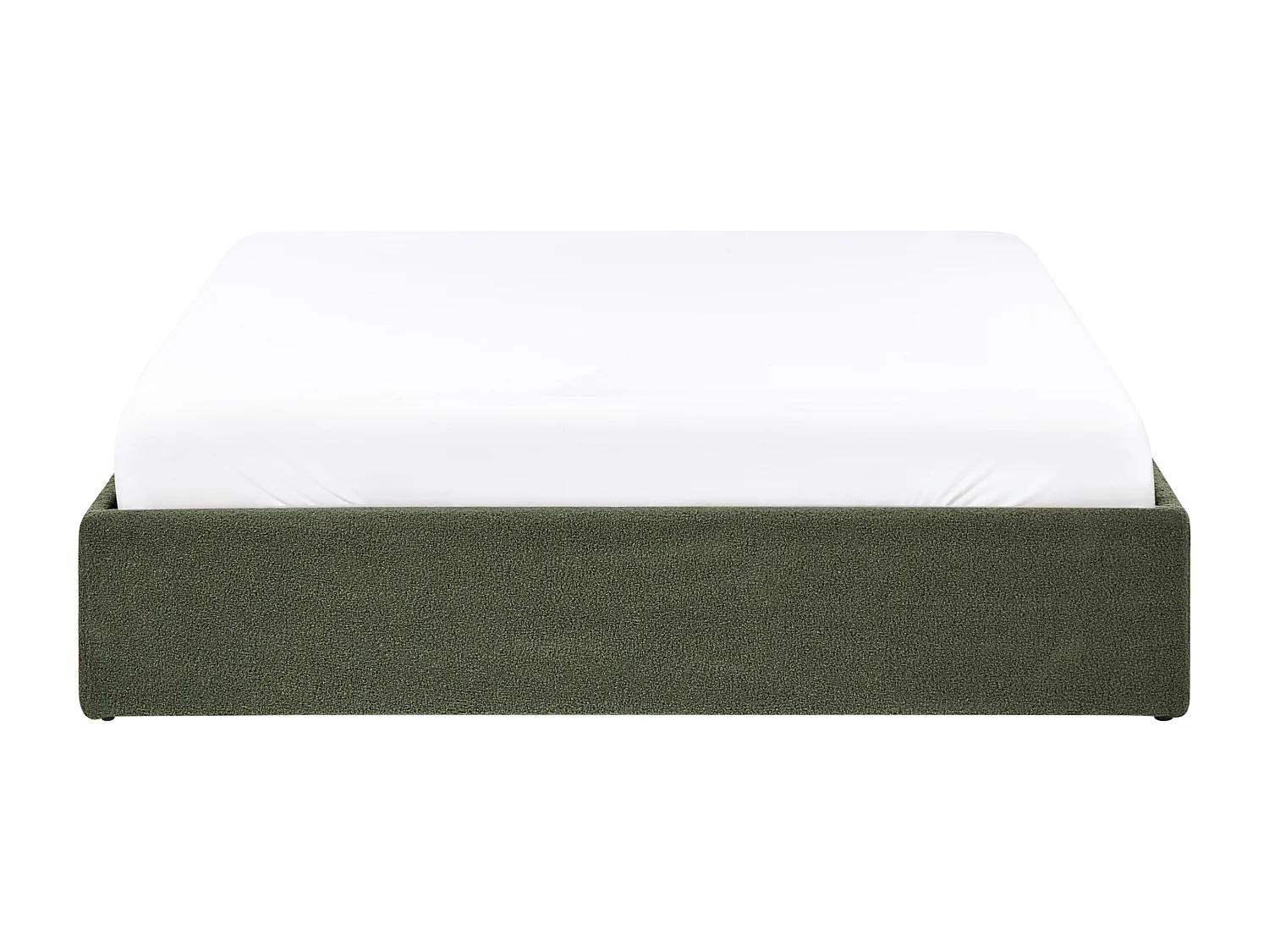 Lit ottoman sans tête de lit Bouclé DINAN 160 x 200 cm Vert foncé