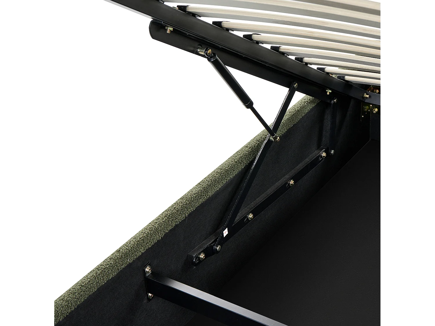 Lit ottoman sans tête de lit Bouclé DINAN 160 x 200 cm Vert foncé