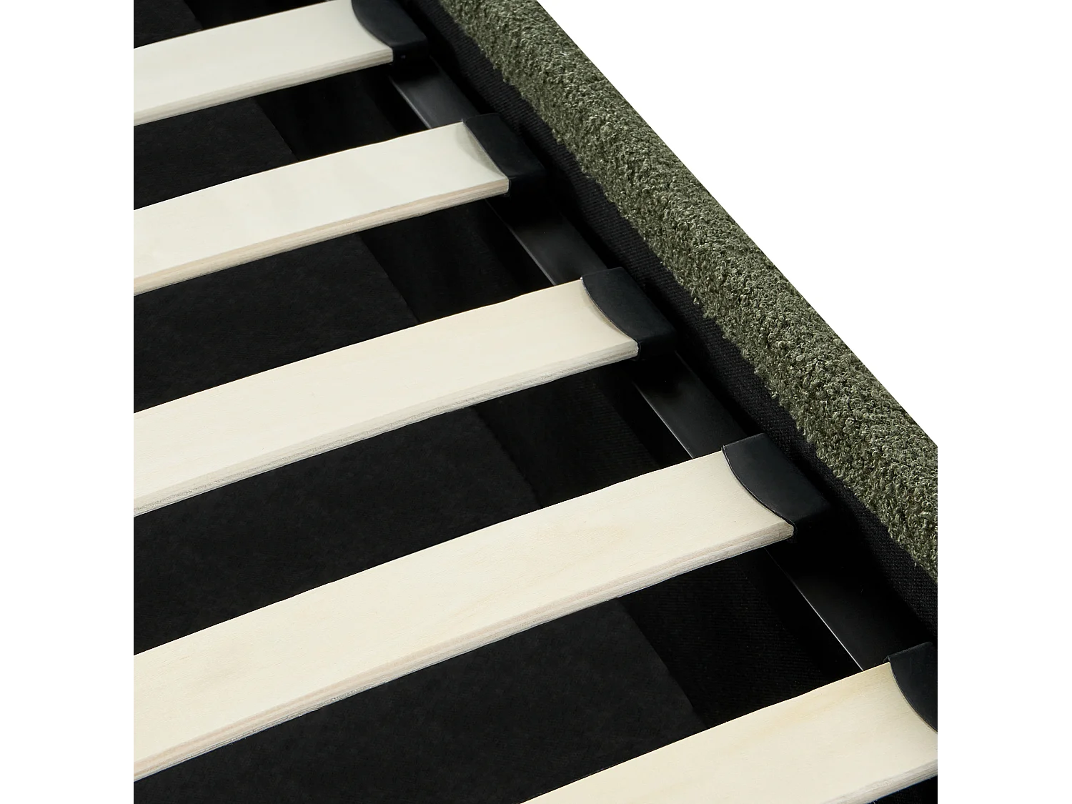 Lit ottoman sans tête de lit Bouclé DINAN 160 x 200 cm Vert foncé