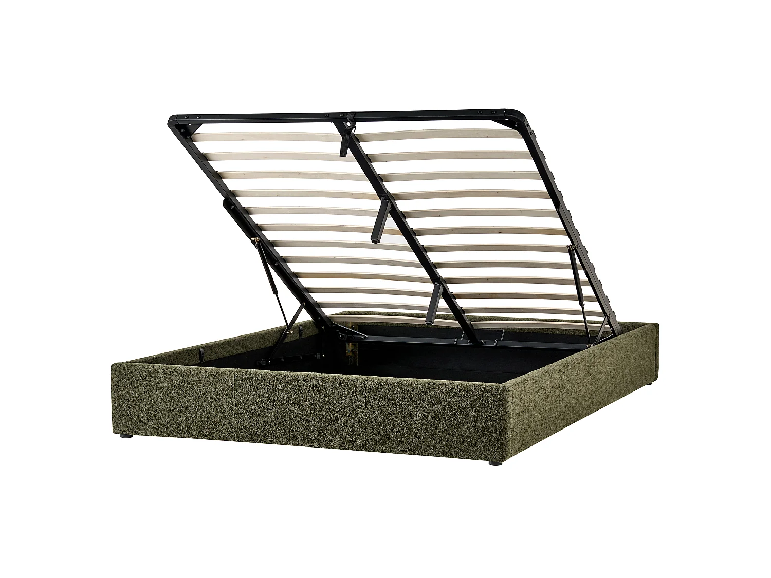 Letto contenitore Bouclé DINAN 160 x 200 cm Verde scuro