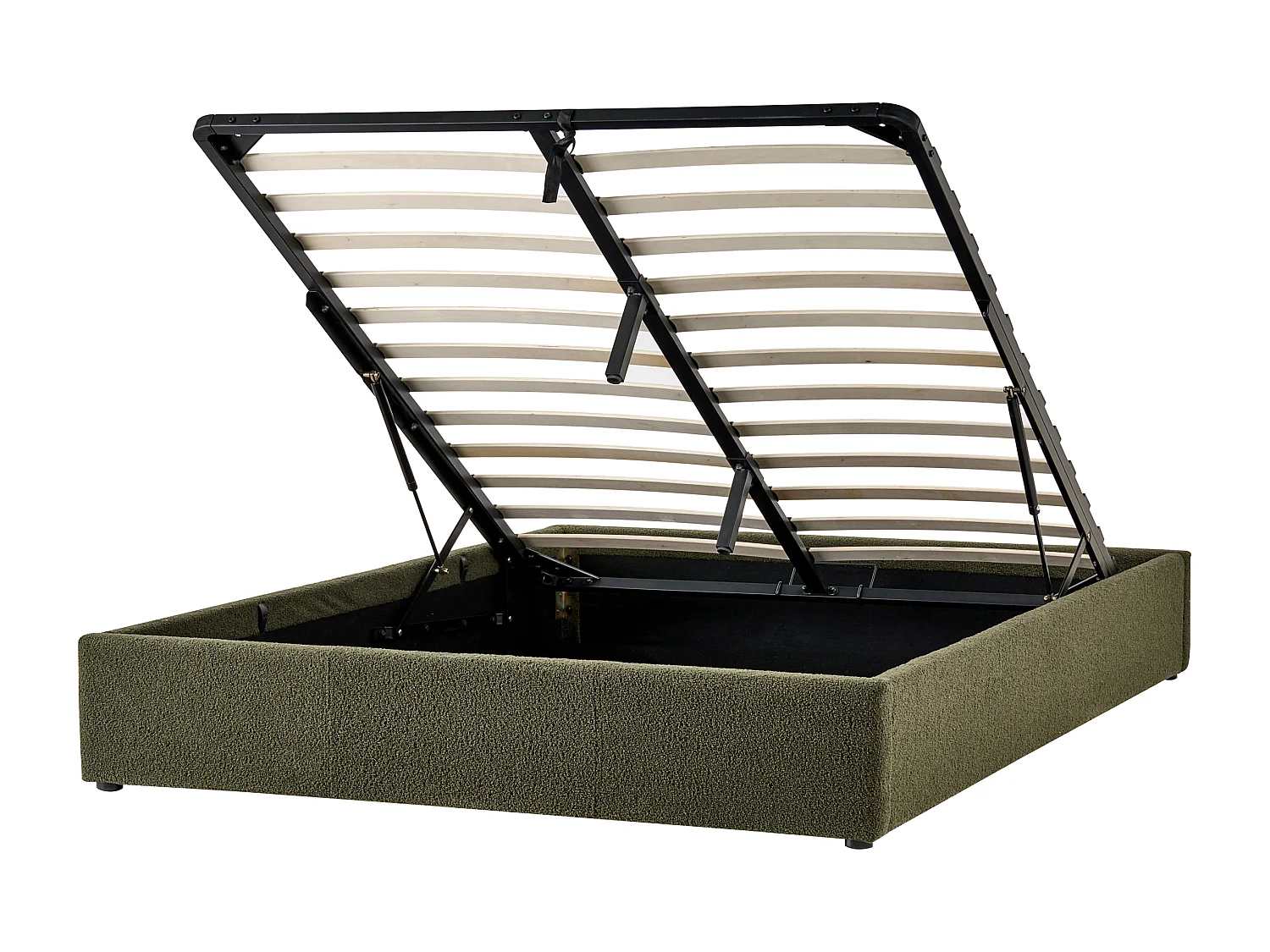 Letto contenitore Bouclé DINAN 140 x 200 cm Verde scuro