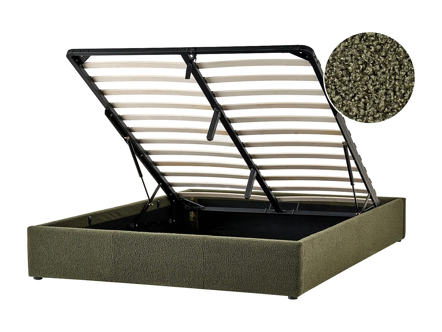 Letto contenitore Bouclé DINAN 140 x 200 cm Verde scuro