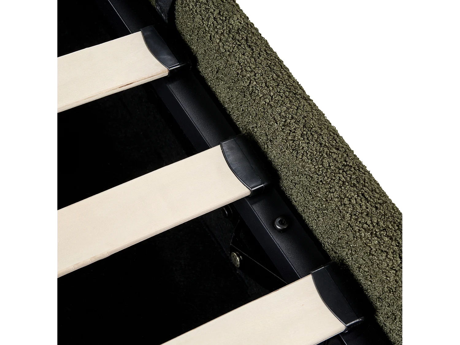 Letto contenitore Bouclé DINAN 140 x 200 cm Verde scuro