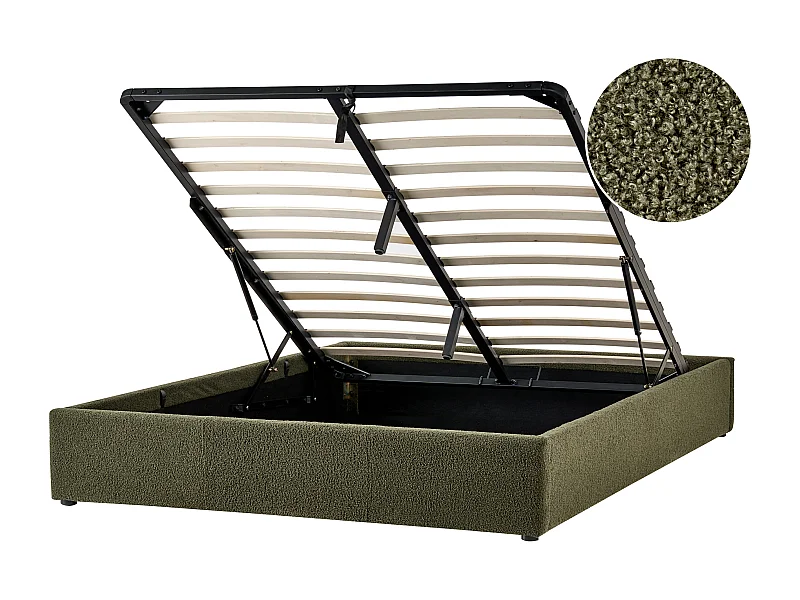 Bed met opbergruimte Bouclé DINAN 140 x 200 cm Donkergroen
