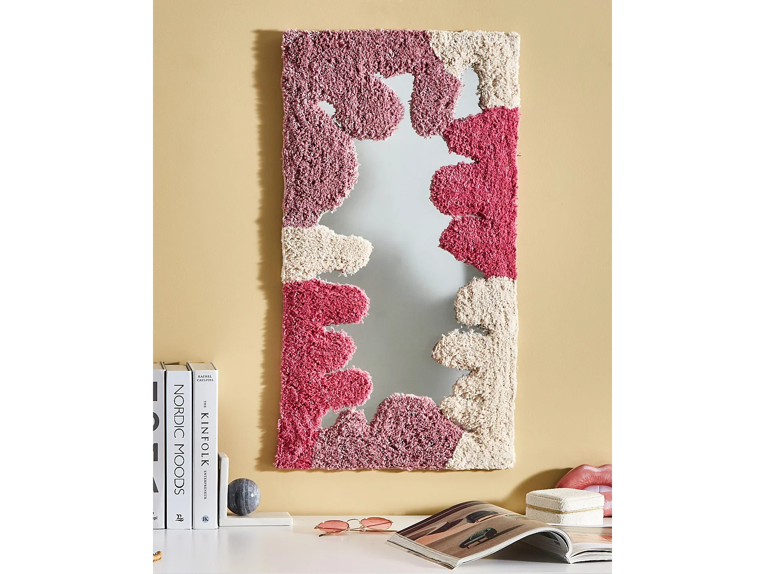 Miroir CAGERI 41 cm 75 cm Coton Rose