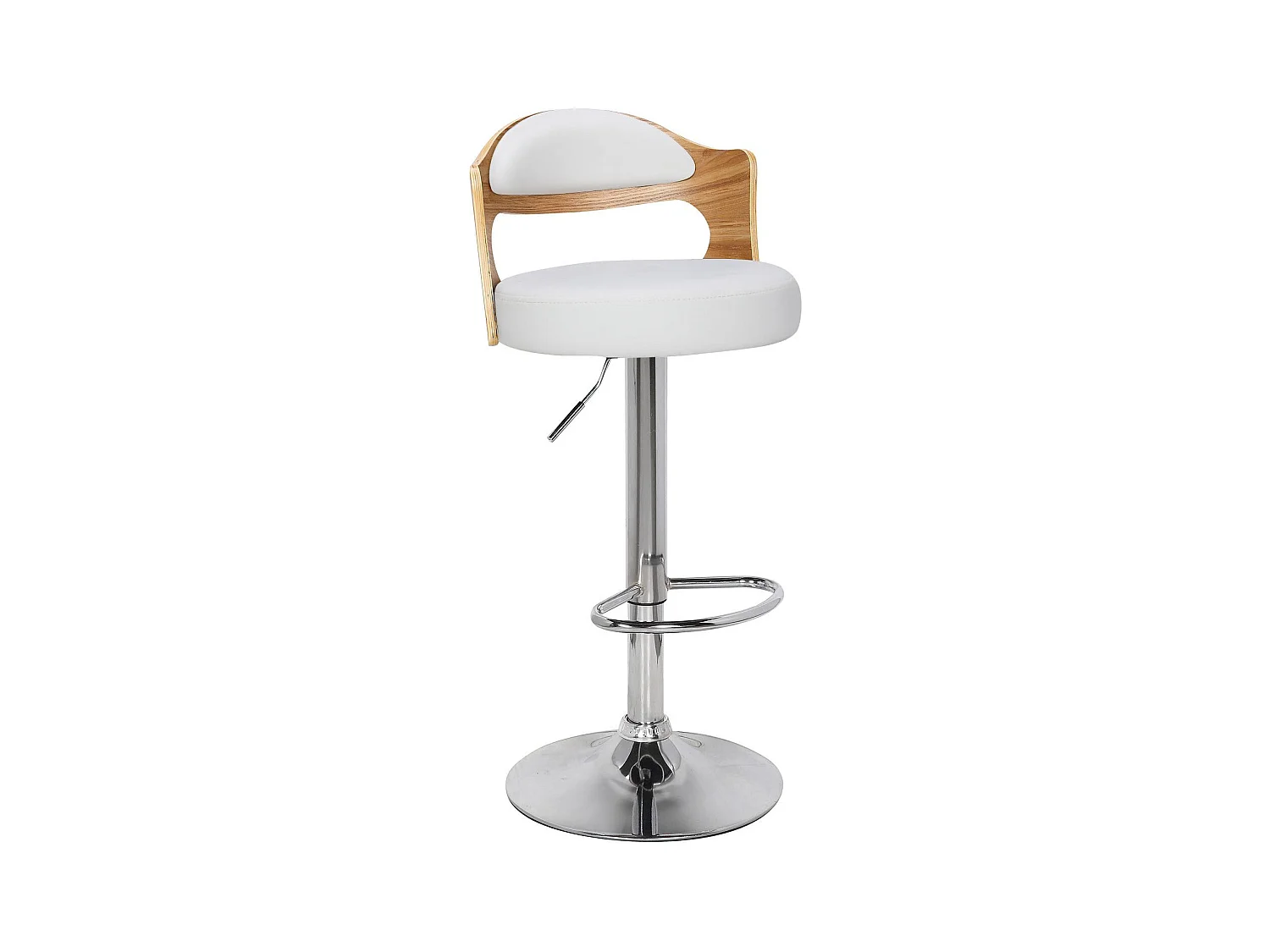 Lot de 6 chaises de bar Ruben Chêne clair et Simili Blanc