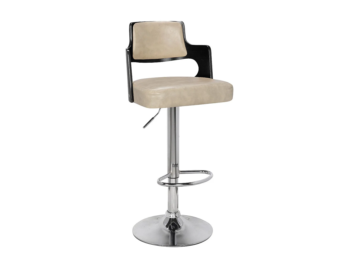 Lot de 8 chaises de bar Russel Bois Noir et Crème