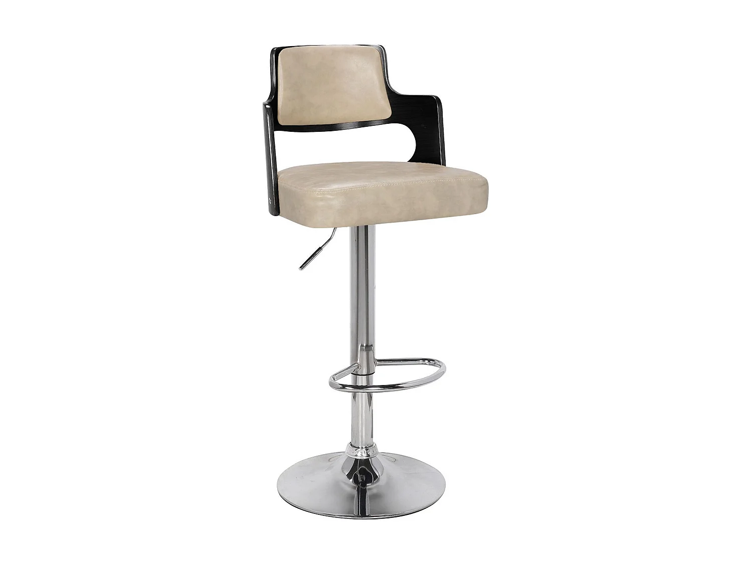 Lot de 8 chaises de bar Russel Bois Noir et Crème