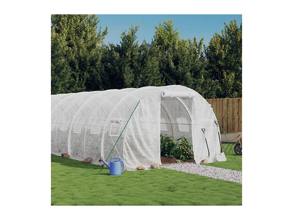 Serre avec cadre en acier blanc 48 m² 16x3x2 m