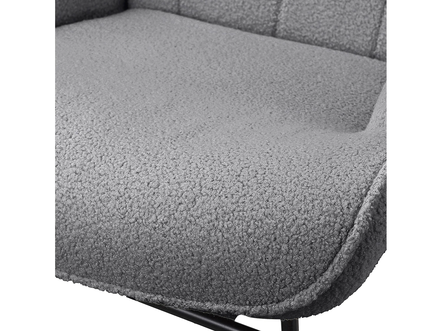 Fauteuil à bascule en peluche Teddy, fauteuil de lecture rembourré, dossier à carreaux, Gris foncé