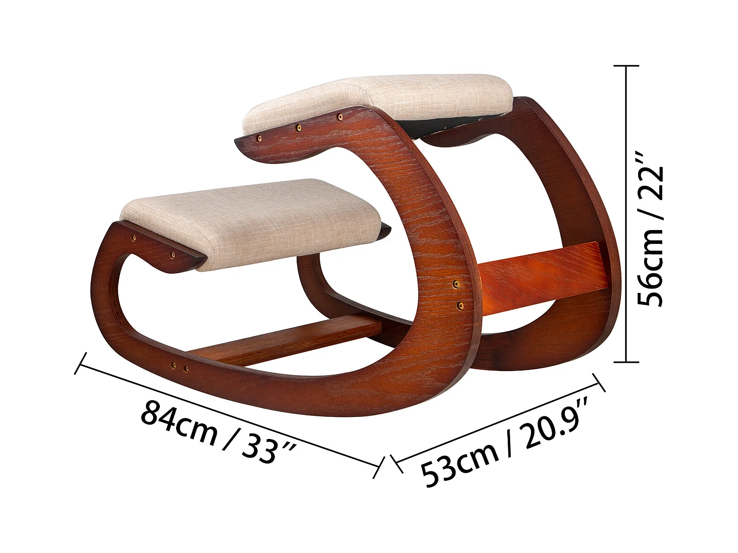 Fauteuil de Bureau SucceBuy, Chaise Ergonomique à Genoux Tabouret en Bois à Bascule pour le Bureau et la Maison
