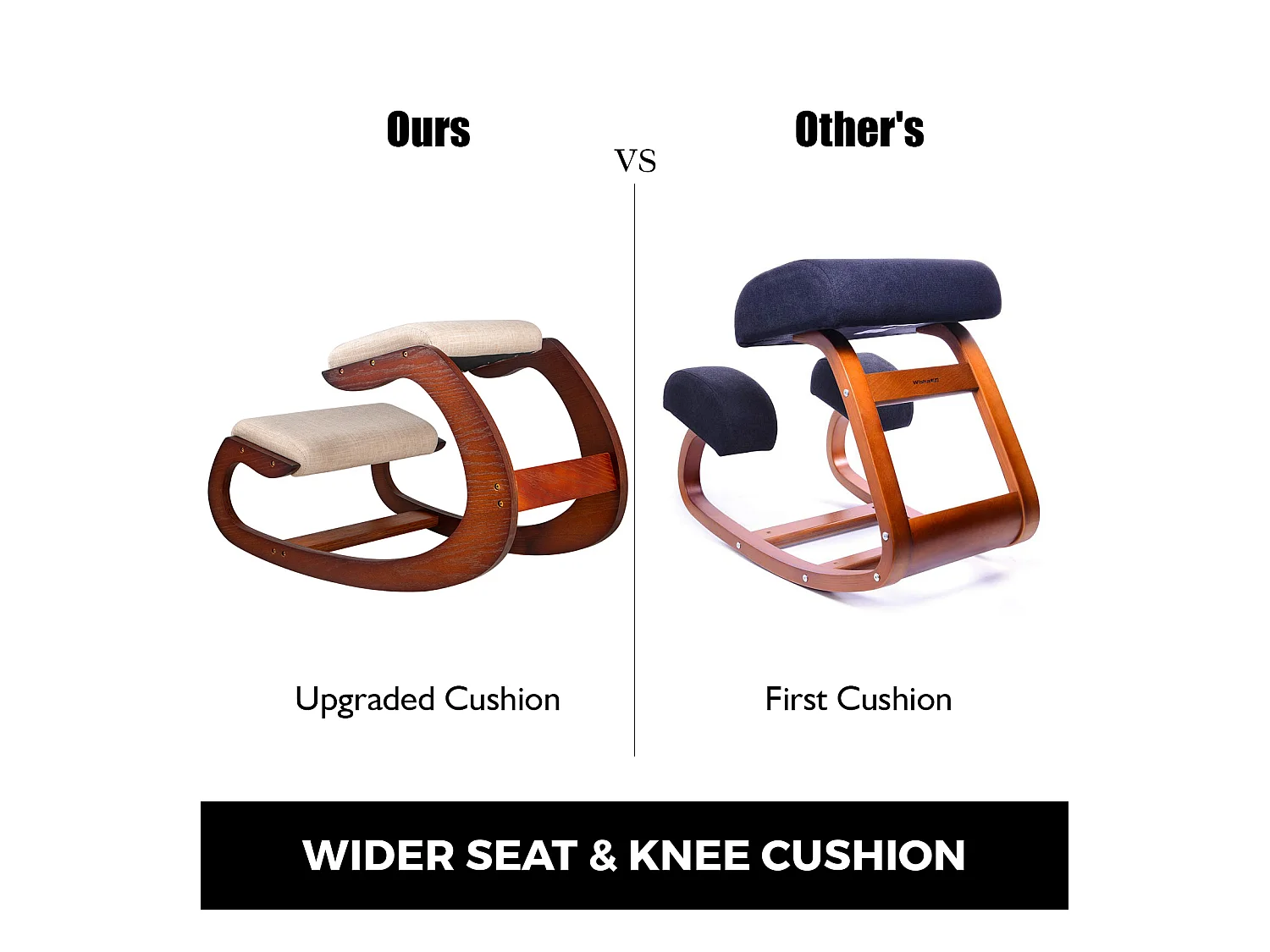 Fauteuil de Bureau SucceBuy, Chaise Ergonomique à Genoux Tabouret en Bois à Bascule pour le Bureau et la Maison