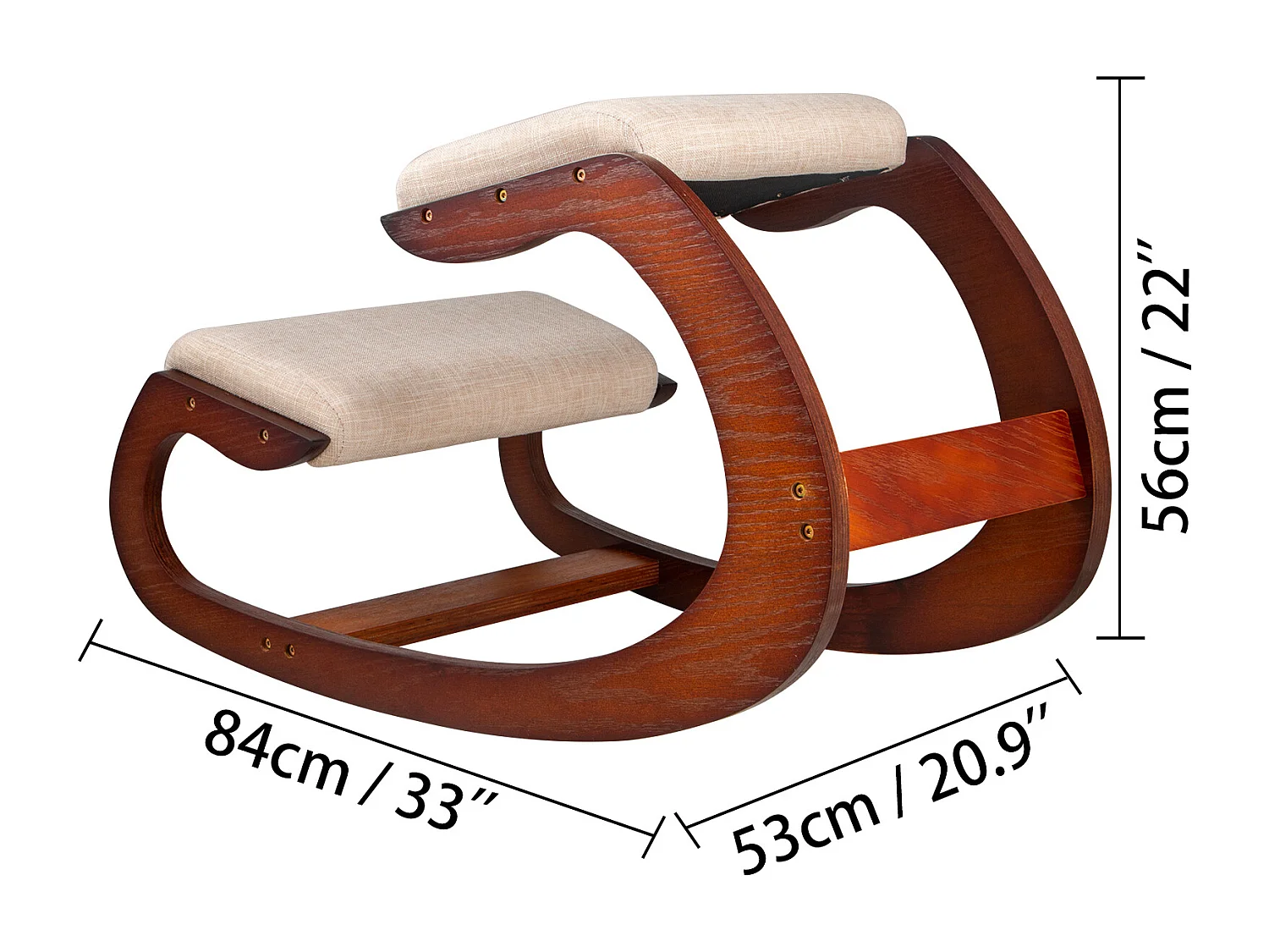 Fauteuil de Bureau SucceBuy, Chaise Ergonomique à Genoux Tabouret en Bois à Bascule pour le Bureau et la Maison