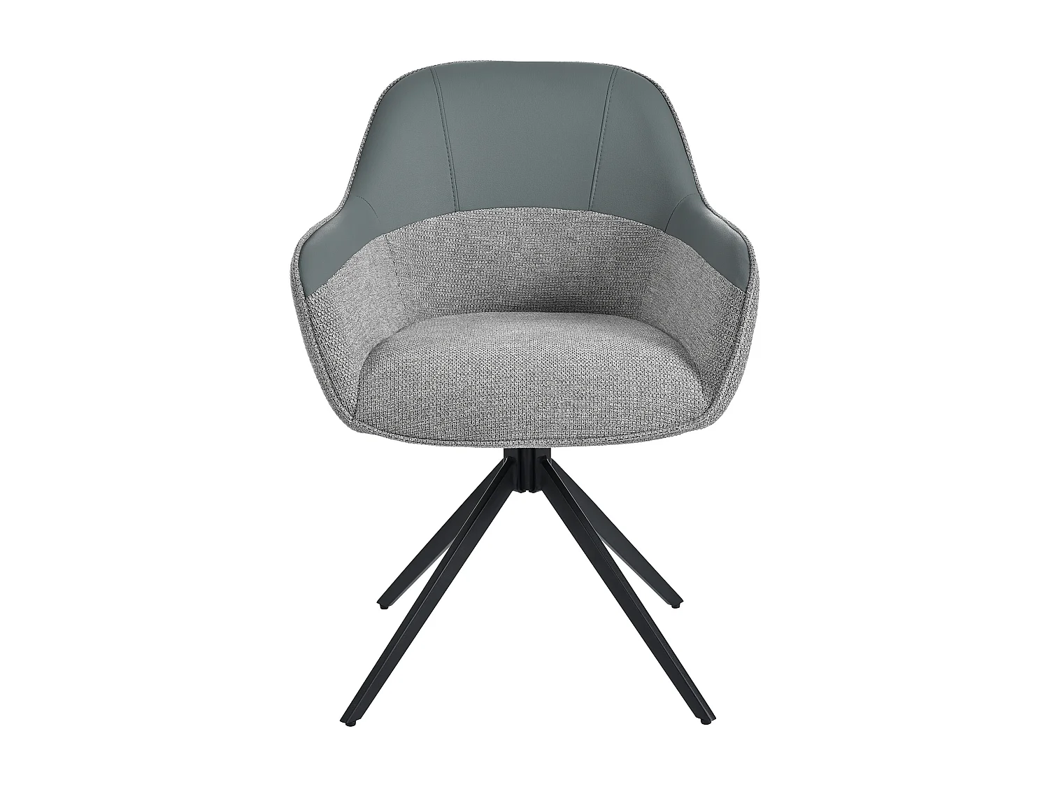 Lot de 4 chaises pivotantes - 48 x 44 x 83.5 cm - rembourrées et réglables en hauteur - cuir PU + velours + métal - gris